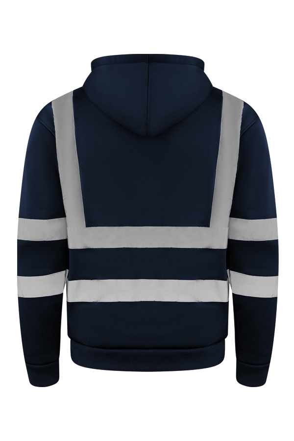 Schwarzer Warnschutz-Hoodie mit vier Reflexstreifen