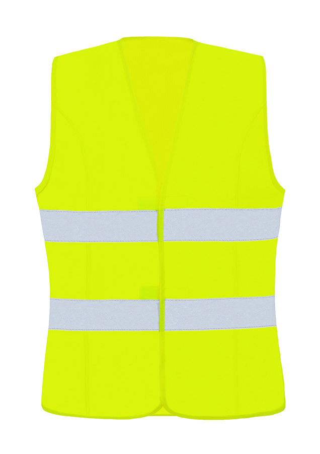 KXF-warnweste-damen-signal-gelb-warnwesten-korntex-front, High-visibility vest, Safety vest, Reflective stripes, Neon yellow, Sleeveless vest