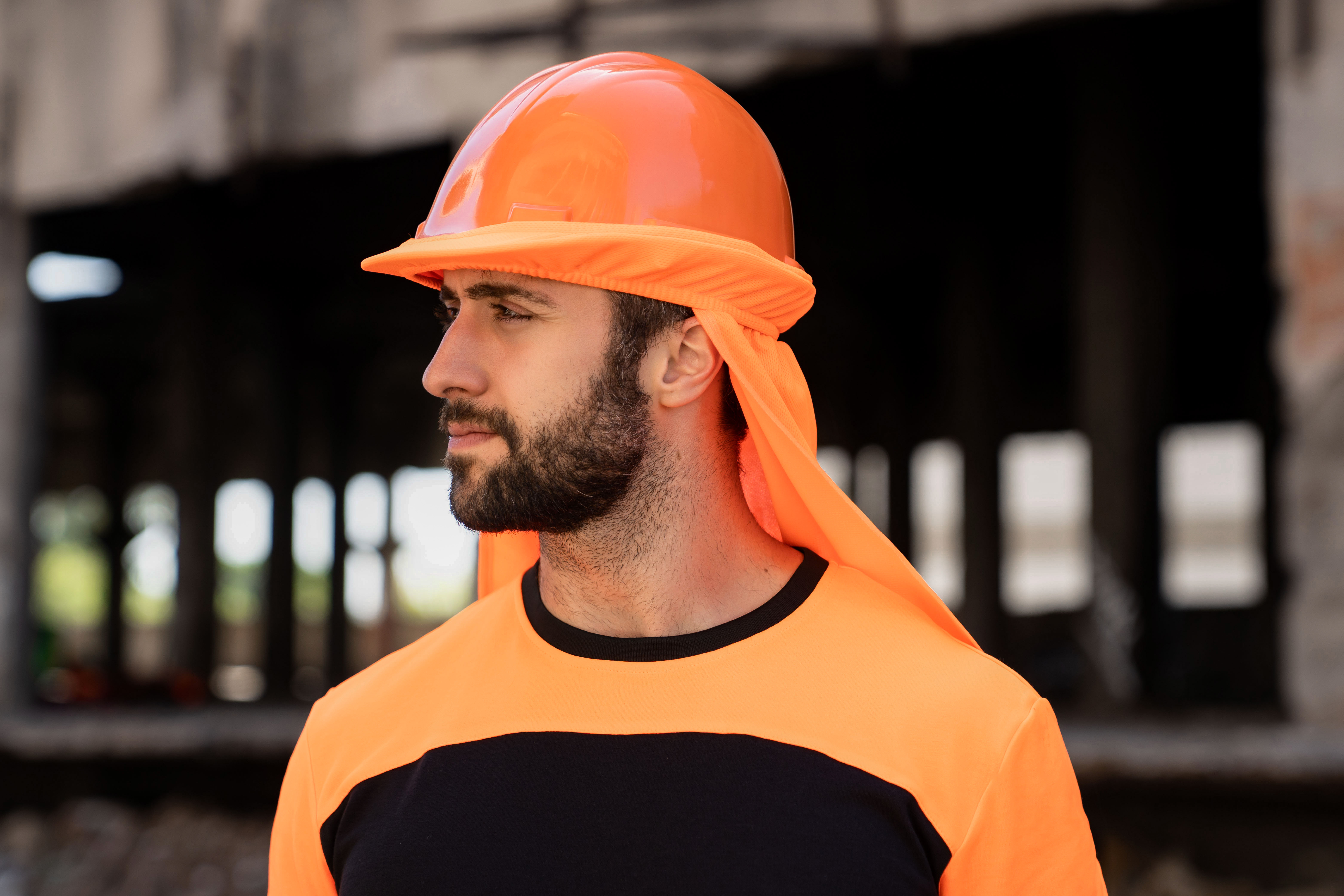 Konstruktion, Warnkleidung, Orange, Helm, Kopfdeckung