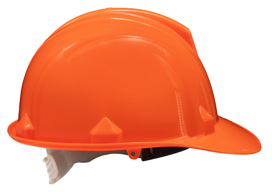 Basic Schutzhelm „Le Havre“ mit Regenrinne in robuster Einheitsgröße, zuverlässiger Baustellenhelm mit Adaptertaschen für Zubehör.