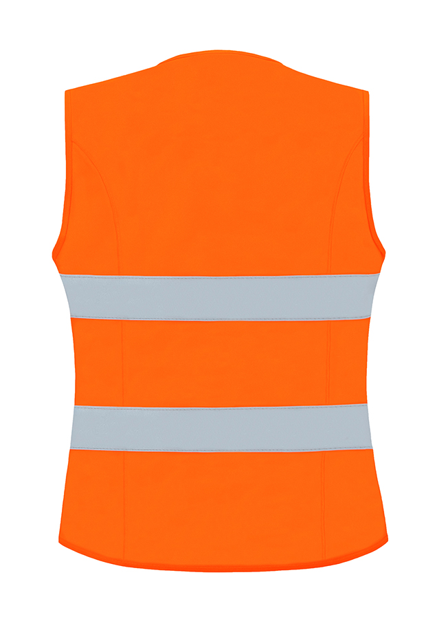 KXF-warnweste-damen-signal-orange-warnwesten-korntex-back, Warnweste, High-visibility, Reflektionsstreifen, Sicherheitskleidung, Neonorange