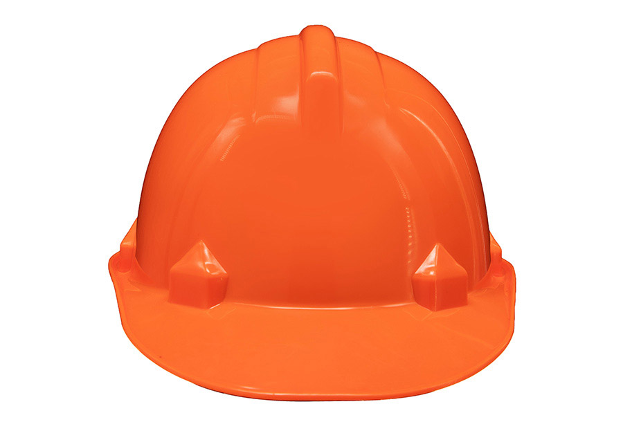 Basic Schutzhelm „Le Havre“ mit Regenrinne in robuster Einheitsgröße, zuverlässiger Baustellenhelm mit Adaptertaschen für Zubehör.