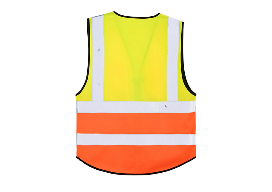 Gilet de sécurité Premium « Munich » - Multifonction avec poches - Jaune haute visibilité / Orange haute visibilité - S/M