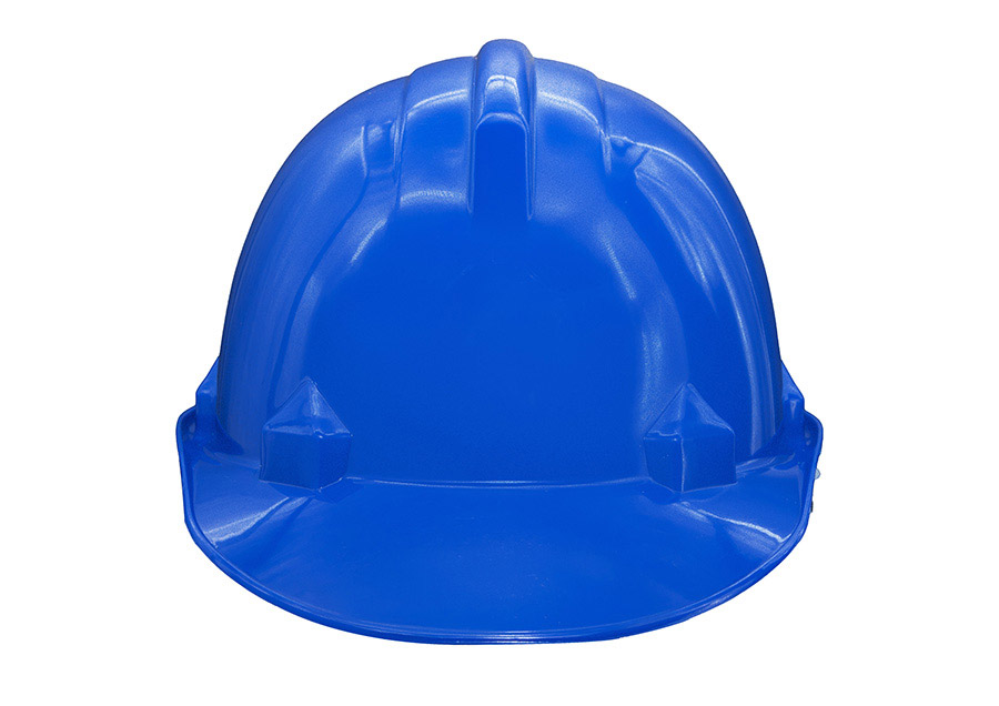 Basic Schutzhelm „Le Havre“ mit Regenrinne in robuster Einheitsgröße, zuverlässiger Baustellenhelm mit Adaptertaschen für Zubehör.
