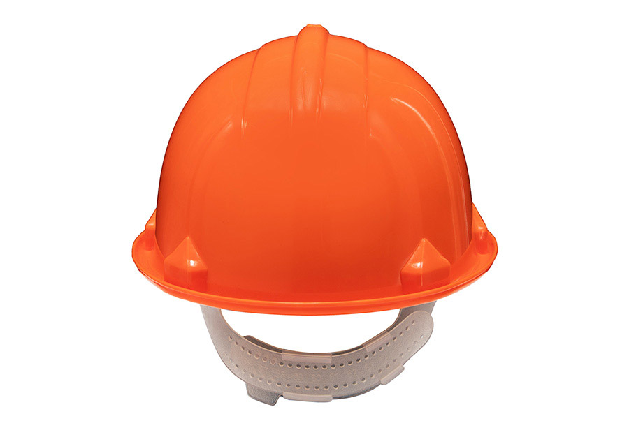 Basic Schutzhelm „Le Havre“ mit Regenrinne in robuster Einheitsgröße, zuverlässiger Baustellenhelm mit Adaptertaschen für Zubehör.