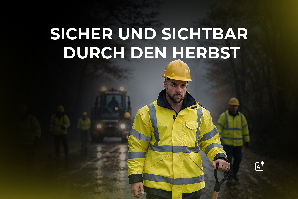 Sicherheitsweste, Reflektorstreifen, Arbeitsjacke, Helm, Baustelle